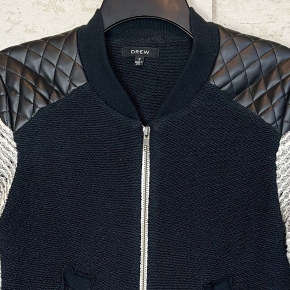 DREW Moto Jacket Italian Fabric Small Made in USA Black and White Tweed - Picture 2 of 13